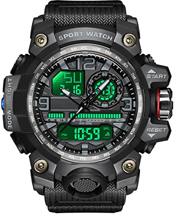Forrader Orologio sportivo da uomo, impermeabile, militare, digitale, elettronico, tattico, multifunzione, con doppia sveglia, data, cronometro