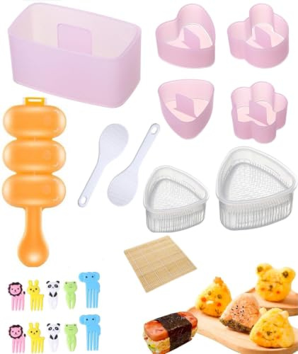12 Teiliges Onigiri Formen Set, Reisbällchen Former Onigiri Mold Sushi Formen Set Klassisches Dreieck Reisbällchen Maker Onigiri Form PBPA Frei, Sushi Form Kit Zubehör für Lunch Bento Box Zubehör