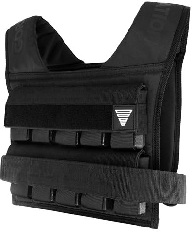 GORNATION Gewichtsweste 10/20kg, Kompakte & verstellbare Gewichte für Fitness, Calisthenics & Krafttraining, Weight Vest für Herren & Damen (Schwarz, 20 Kg)
