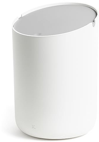 Kazai.® Cestino Bagno Piccolo 'Tove' - 1,5L | Esclusivo Mini Cestino di Design da Berlino | Pattumiera da Tavolo per Bagno, Cucina & Scrivania | Antiscivolo, Secchio Interno | Bianco, Grigio chiaro