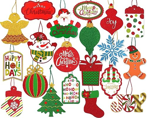 Weihnachten Geschenkanhänger für Geschenk-80 Count Namensschilder Weihnachten, Glitter Anhänger Weihnachten 20 Verschiedene Designs, DIY Verpackung Tags, Personalisierte Urlaub Tag Geschenk Aufkleber