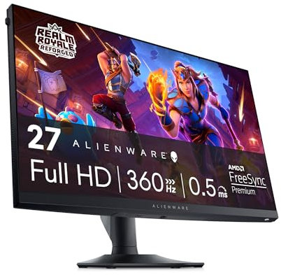 Alienware AW2724HF 27 Inch Full HD (1920x1080) Gaming Monitor, 360Hz, Fast IPS, 0.5ms, AMD FreeSync Premium, VESA AdaptiveSync, 99 Percent sRGB, HDR 10, 2x DisplayPort, HDMI, 5x USB
