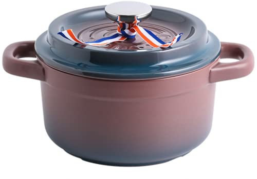 UYUME con una sartén, Cazuela De Barro Resistente Al Calor, for Cocinar Verduras, Pescado Y Carne, Olla De Cerámica con Tapa, Olla Moderna con 2 Asas,Marrón,4L (Color : Brown)