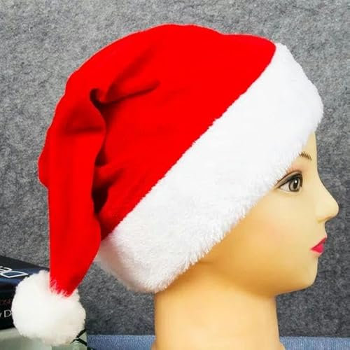 TERPCO Weihnachtsdekorationen, Weihnachtsmann, rote Weihnachtsmütze, Weihnachtsmütze für Erwachsene und Kinder, Samt für Erwachsene, 30 x 32 cm