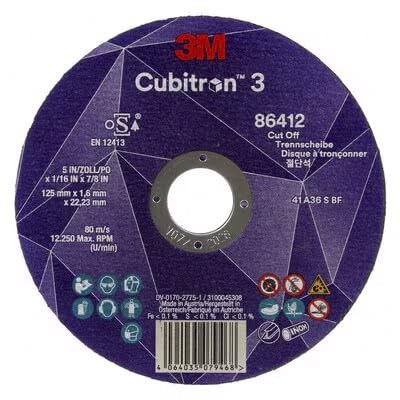 3M Cubitron 3 Trennscheibe für effizientes Metallschneiden - Hochleistungsschleifmittel für Schneiden von Metall - 86412, 36+, T41, 125 mm x 1,6 mm x 22,23 mm (25 Stück)