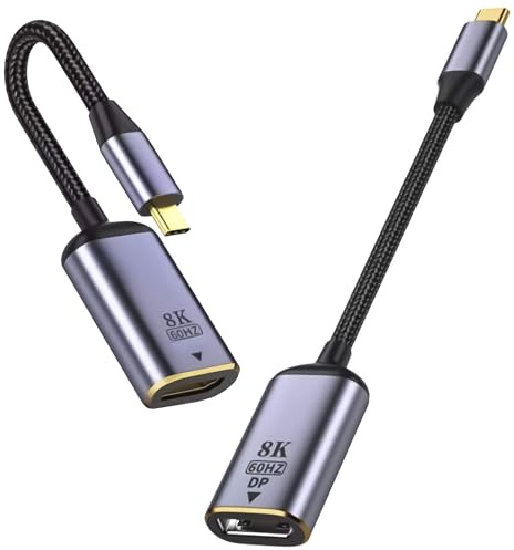 Reagle Adaptador USB-C Displayport DP 8K Adaptador Mac 8K 60Hz 4K 144Hz 7.1 y 5.1 Audio Dorado Conectores y conectores de aluminio Compatible con Desktop Laptop Teléfono TV