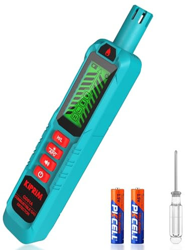 Rilevatore Gas, Kiprim GD01A Rilevatore di Fughe di Gas con Allarme Acustico, Rilevatore Perdite di Gas Portatile di Gas Combustibili come Metano, Propano