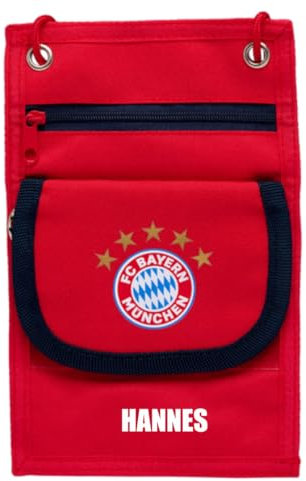 FC Bayern München Geldbeutel Kinder - Personalisiert mit Name - Brustbeutel zum Umhängen - FCB Fanartikel Portemonnaie