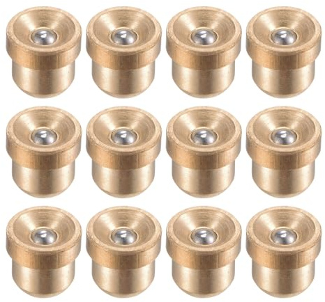 sourcing map Oliatore a sfera in ottone con flangia a pulsante per grasso e olio da 5 mm per sistema di lubrificazione, 12 pezzi