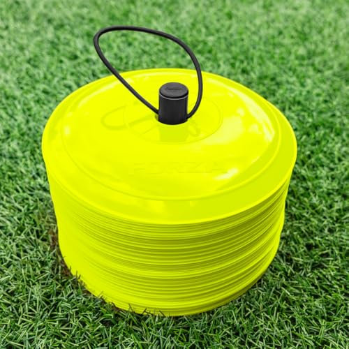 FORZA Plots de Marquage d’Entraînement Presque Plats [10 Couleurs] | Pack de 50 Plots Ultra-Durables | Option Parfaite pour Plusieurs Sports (Jaune)