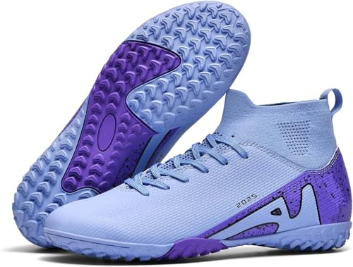 Kmrlofiy Fotbollsskor, herr, pojke, High Top Spike, mikrofiber, Cleats, professionella fotbollsskor, utomhus, atletisk, träningsskor, tävling, Ag M4, 34 EU