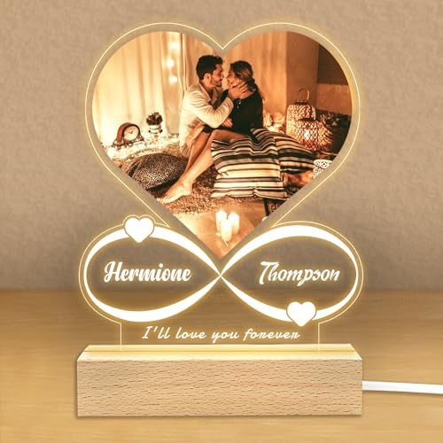 Cuadro Personalizado con Foto Regalo Aniversario Parej, Regalos Pareja Lampara Personalizados Para Cumpleaños Mujer, Nombre Regalos Personalizados Navidad Para Hombre Boda Novia Novio