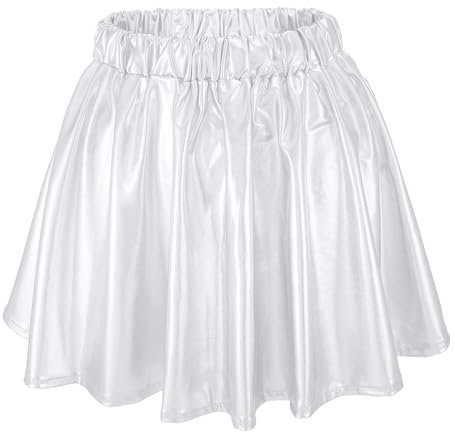 Schwarz Rock Silber Damen,Rock Silber Metallic Damen Kurz,Metallischer Faltenrock Damen Mini Skater Rock Hohe Taille Rockabilly Zubehör Elastischer Plisseerock für FaschingsKostüme Karneval Kostüm