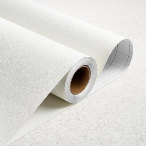 Stickyart Möbelfolie självhäftande tapet betongutseende vit 30 cm x 400 cm industriell matt väggbeklädnad betongtextur väggpapper betongutseende betong väggpapper uni industriell för vardagsrum sovrum