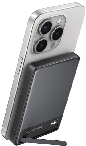INIU Qi2 Chargeur portable magnétique avec support pliable pour iPhone 16/15/14/13/12 10 000 mAh