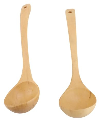 TOPINCN 2pcs Spuon en Bois Louche, Cuillères de Cuisson en Bois Non Hêtre en Bois à Louches à Soupe Cuillères de Cuisine Ustensiles de Cuisine pour Cuisiner