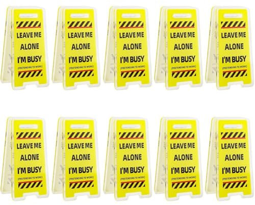 Tsffae 10 Stück/Set Lustiges Warnschild Für Kollegen, Schreibtischgröße, „Leave Me Alone I'm Busy“, Mini-Schild, Dekorationen, Lustige Clips, Lustige Geburtstags