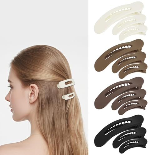 12 Stück Haarklammer Groß für Damen, starker Halt für dünnes und dickes Haar, Flache Haarklammern Perfekt für Tägliches Styling, Party & Alltag