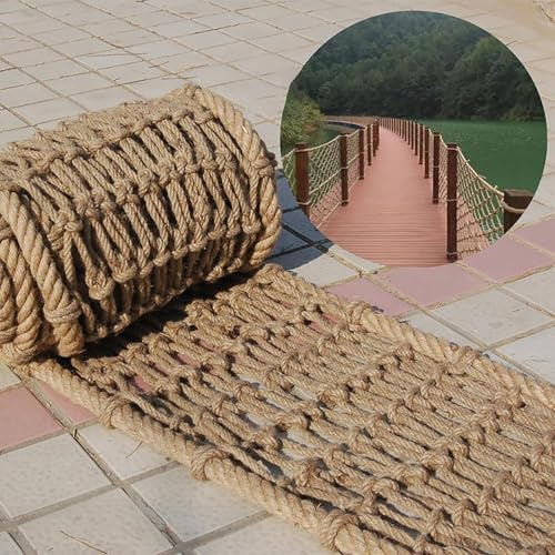 SOFACHEN Net di Juta Naturale biodegradabile, Rete di Protettiva-Non Facile da deformare, Reti Decorative in Corda per Interni o Esterni, Rete in Corda di Canapa, Personalizzabile(1x1m,4mm)
