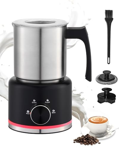 Milk Frother Electric 4 in 1, 650ML 600W Automatic Milk Frothers Split Jug, Stainless Steel Milk Steamer, Hot Chocolate Maker, Auto Shut-Off, Silent Operation, Gift for Latte/Coffee/Chocolate