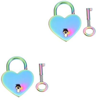 Operitacx 2 Ensembles Cadenas Forme de Cœur pour Garçon Fille Cadenas Métallique avec Clé de Verrouillage