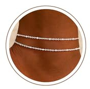 Fußkettchen für Damen Silber 925/Gold Fussketten für Frauen Wasserfest Doppelte Herz Perlen Plättchen Twist Infinity Fußkette Boho Verstellbare Layered Sommer Strand Fußschmuck für Teenager Mädchen