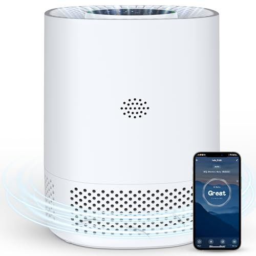 Purificatore d'aria con Filtro HEPA,9 W Energeticamente Purificatore Aria Smart con APP&ALEXA,23 dB,Guarda Qualità dell'Aria,Contro 99,97% di Polvere Pollini Peli Muffe Fumo Odori,Modalità Sonno/Timer