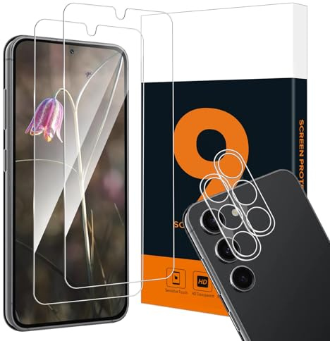 Carantee Schutzfolie für Panzerglas für Samsung Galaxy S23 5G Displayfolie, (2+2) 9H Härte Schutzglas+Linsenfolie, Sensitive Touch Blasenfrei, 2,5D Runde Kante, 0,33mm Ultra HD S23 Displayschutzfolie