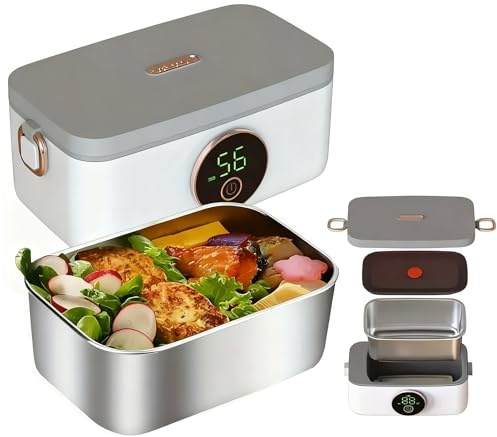 IXPIUZB Gamelle Chauffante Batterie Sans Fil, Boite Chauffante Repas électrique Sur Batterie 16000mah 7 Niveaux Température, Minuterie, Maintien Au Chaud Pour Bureau, Chantier, Voiture