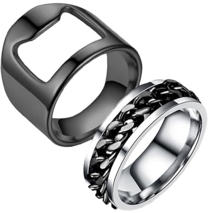 TOYANDONA Anillo Abridor de Botellas de Cerveza de Acero Inoxidable para Hombre Diseño Giratorio y Ligero Accesorio Resistente al Óxido Destapador Práctico y Elegante para Dedos Conjunto