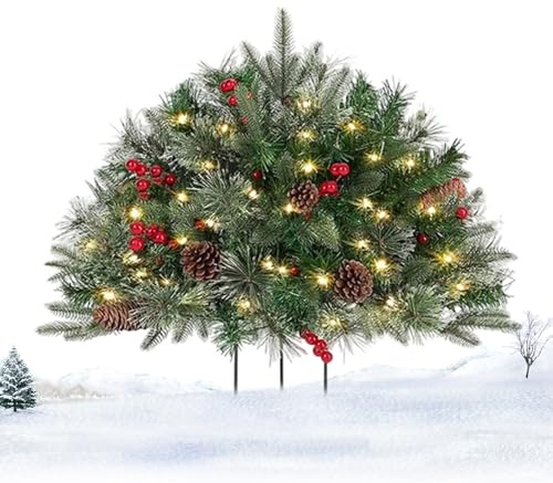 Duvcoywae Outdoor Weihnachtsbaum Urnen Füller,Weihnachtsdeko Outdoor Terrasse - Funkelnde Zweige Deko für Festtage Garten Tisch Friedhof Weg,Winterliche Außendekoration für Herbst und Winter