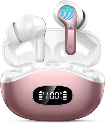 Casque Bluetooth sans fil, 50 heures 2025, écouteurs Bluetooth 5.4, basse profonde 3D stéréo sans fil, 4 micros avec réduction du bruit ENC, écouteurs intra-auriculaires USB-C, écouteurs de sport pour