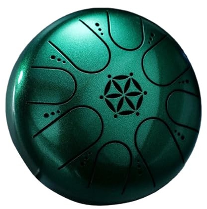 Stahltrommel, Handpan, Regeninstrument, 5 Zoll, 8 Töne, Handtrommeln for Anfänger, Mini-Pan mit Drumsticks(Green)