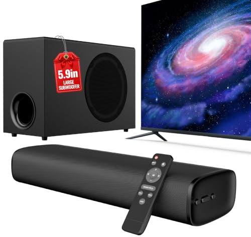 Yinet-EU Barra de sonido mejorada para TV con subwoofer de 5,9 pulgadas, 110 W, altavoces de TV con graves profundos, Bluetooth 5.3/ARC/Optical/AUX Connect, sistema de sonido envolvente para PC