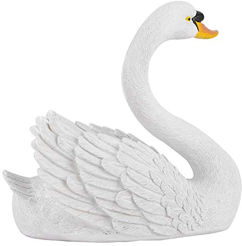 KKPLZZ Kunstharz-Simulation, Schwimmende Weiße Schwan-Figur, Ornament für Landschaft, Hof, Gartendekoration