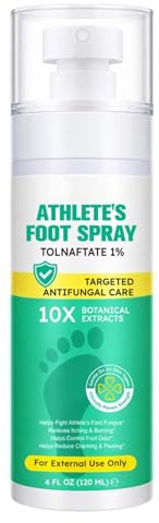 Spray Cuidado Pie de Atleta 120 ml Cuidado Del Enrojecimiento E Hinchazón | Spray Antipicor Podal Para Adultos Mujeres Hombres Corredores Vestuarios Viajes Hogar Gimnasio Salón Rutina