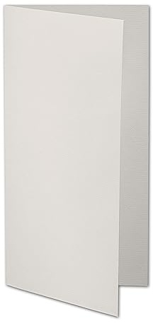 ARTOZ 50x DIN Lang Faltkarten - Grau (Silbergrau) gerippt 210 x 105 mm Klappkarten - Blanko Doppelkarte mit 220 g/m² edle Egoutteur-Rippung