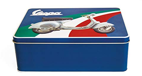 Vespa Boîte en tôle bleue avec inscription originale