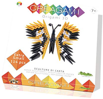 CreativaMente Creagami 3178753 Origami 3D Sculpture en Papier Papillon Kit de Bricolage pour Adultes et Enfants à partir de 7 Ans, 114 pièces, Taille M