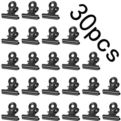 Girls'love talk 30 mollette a forma di bulldog, in metallo nero, multifunzione, per etichette, borse, negozi, cucina, foto (22 mm, nero)