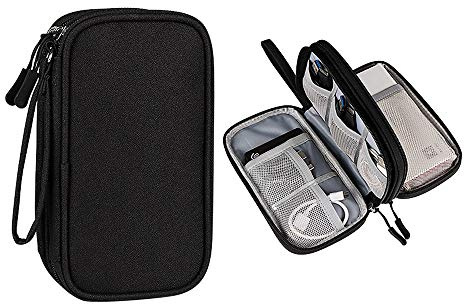 Hosoncovy Power Bank Organizer Bag - USB Flash Drive & External Hard Drive Case (Black)