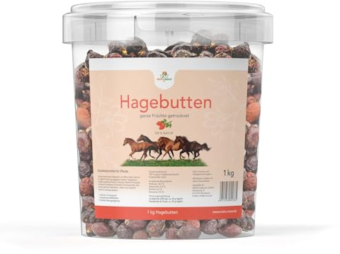 Mahu Natur 1 kg Getrocknete Hagebutten Pferd - Ganze Früchte Schonend Getrocknet - Für Pferde, Ponys Und Esel Mit Viel Vitamin C