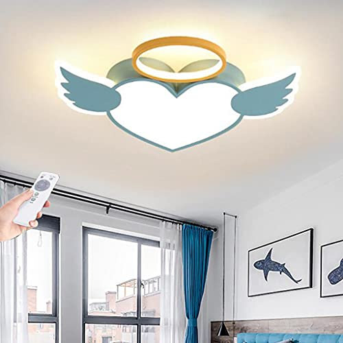 LED Deckenleuchte Modern Kinder Deckenlampe Cartoon Lampe Liebe Herz Design Kinderzimmerlampe Dimmbar Mit Fernbedienung Acryl schirm Jungen Mädchen Schlafzimmer Deckenlicht Kronleuchter,Blau