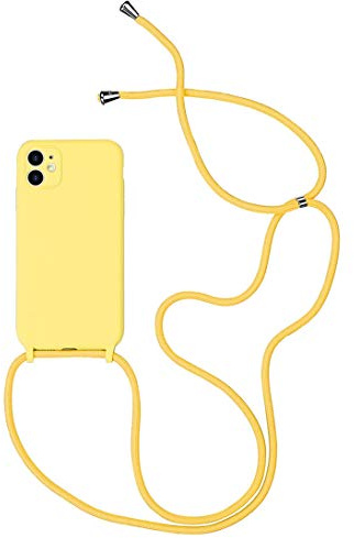 Alihtte Handykette Handyhülle kompatibel mit iPhone 11 Pro Max mit Kordel zum Umhängen Necklace Hülle Ultra dünn Silicone Schutzhülle mit Band Schnur mit Case für Apple iPhone 11 Pro Max, Gelb