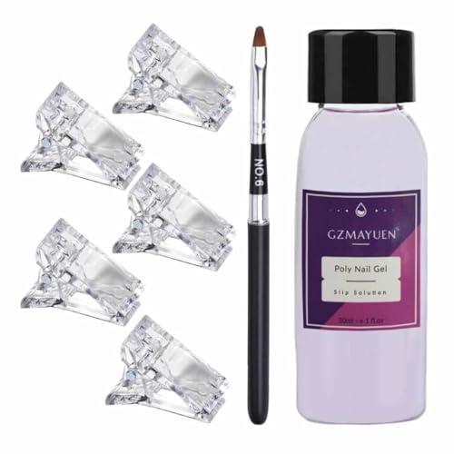 GZMAYUEN Poly Nail Gel Soluzione Liquida 30ML Slip Solution per Builder Gel, Soluzione per Unghie Nail Slip Solution e Strumenti Kit