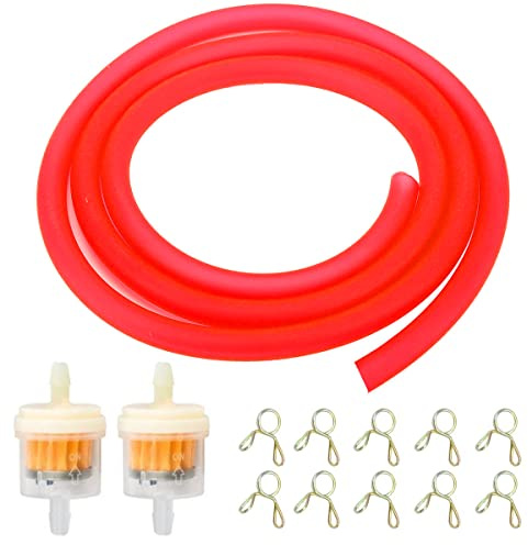 ZAMDOE Fuel Gas Hose Tube Line Filter for GY6 50cc 110cc 150cc 125cc 150cc 139QMB 157QMJ Scooter ATV, Quad Hammerhead Twister 150 GTS Buggy Go Kart Motocross Pocket Bike Parts, with Fuel Filter Clips