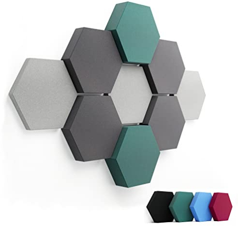 FENNEXT® Schallabsorber Wand Paneele [9 Stk.] für spürbar reduzierte Geräusche I Modernes Akustikbild aus Hexagon Akustikplatten I Unbedenkliche Akustikpaneele hergestellt in der EU I 3D Panels