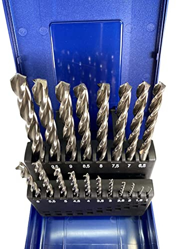 WELDINGER HSS-Co DIN 338 Metallbohrerset Typ N dreischneidig Kreuzanschliff 19-teilig 1-10,0 mm 0,5 mm steigend (Spiralbohrer)