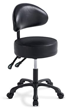 Lilfurni Swivel Rolling Stool Round Chair,Thick Sturdy Padding,Adjustable Stool with Wheels for Doctor,Medical,Massage Salon,Office,Shop(Black)
