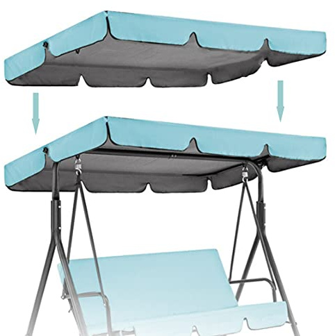 Patio Canopy Swing Cover Replacement Canopy for Swing Seat 2 & 3 Seater Swing Chair Canopy Cover Anti-UV/Waterproof Hammock Cover Top for Outdoor Garden Patio,Sky Blue,195 * 125 * 15cm